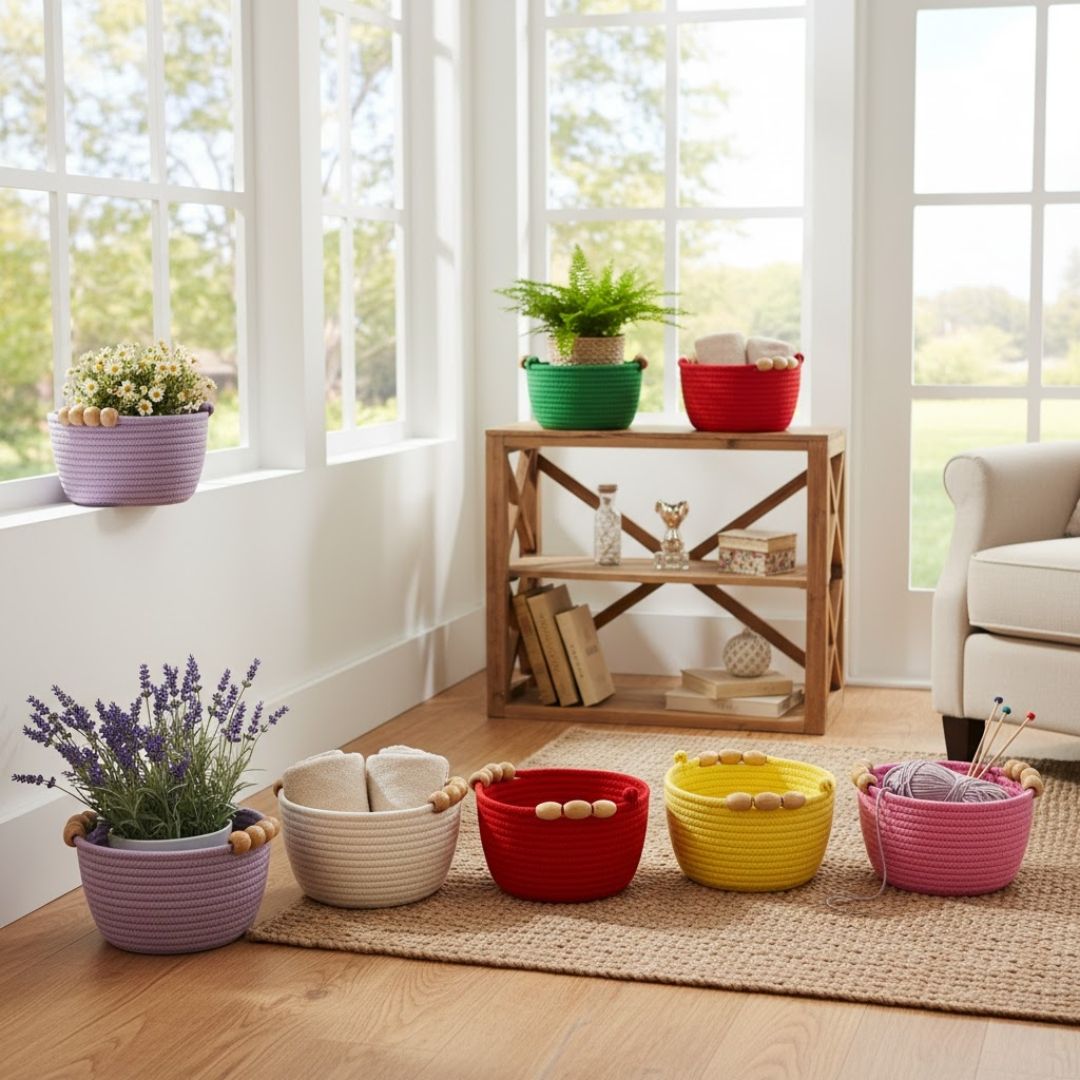 Stylish Beaded Handles for Eco-Friendly Baskets